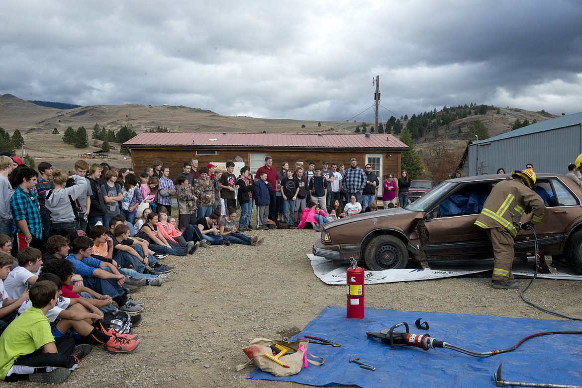 &lt;p&gt;Plains-Paradise Rural Fire Department firefighters and Plains-Paradise EMT's demonstrate how they extract a victim from a car to Plains High School students.&lt;/p&gt;