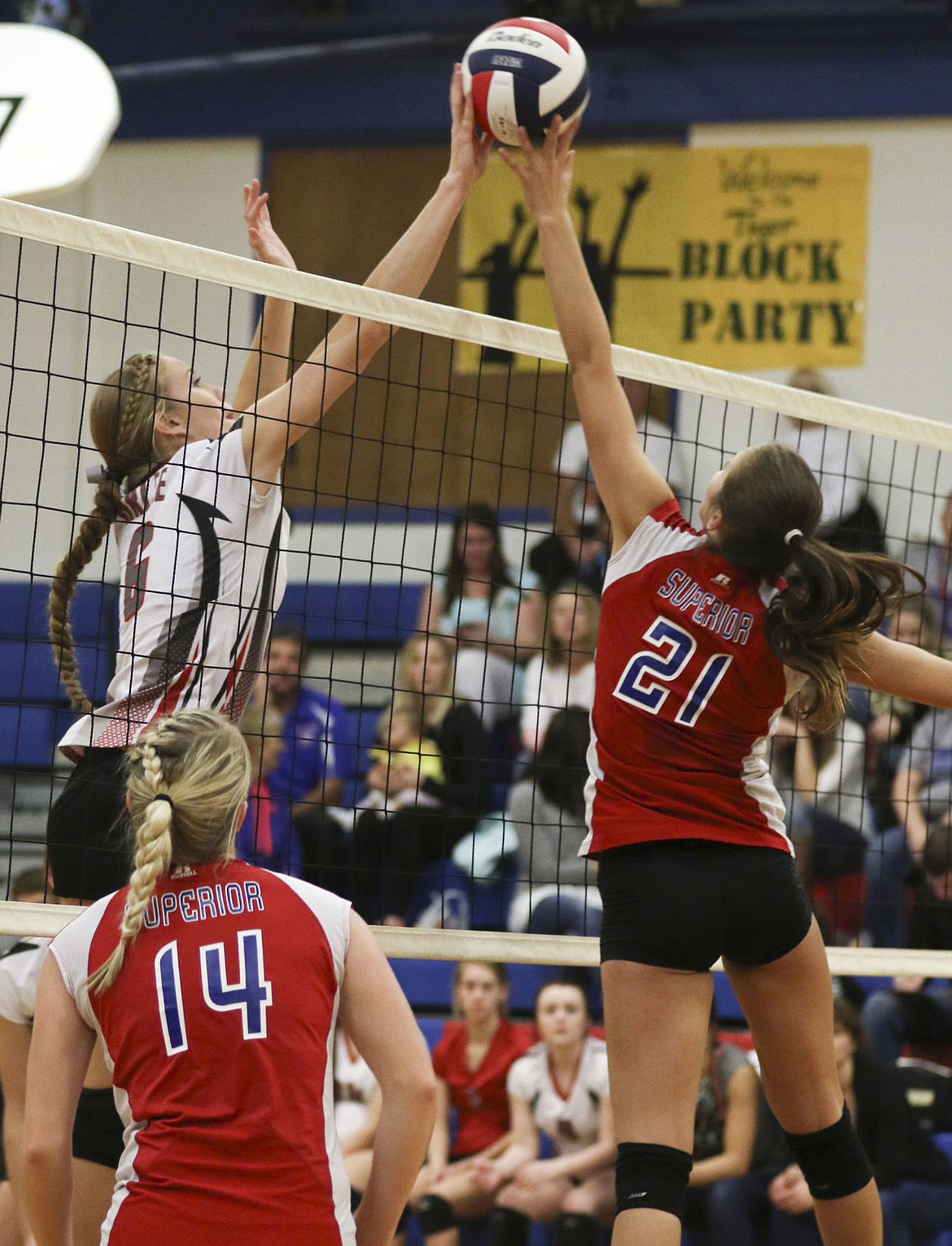 &lt;p&gt;Arlee's Ashley Revis blocks a tip during their game against Superior on Friday.&lt;/p&gt;