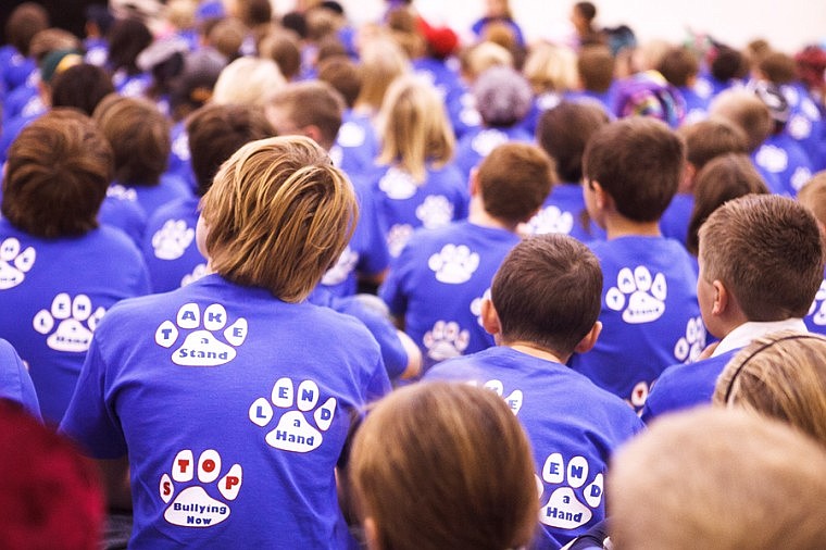 &lt;p&gt;Patrick Cote/Daily Inter Lake Ruder Elementary students wear bullying prevention shirts during an assembly Friday morning. Friday, Oct. 26, 2012 in Columbia Falls, Montana.&lt;/p&gt;