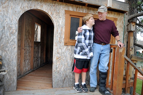 &lt;p&gt;From left Beau Bronson and his dad Jon stand on the main level
of the tree house they have built together on Friday afternoon at
their home near Columbia Falls. The 12-year-old was recently
diagnosed with a congenital heart defect discovered after he
suffered a heart attack while riding his bike.&lt;/p&gt;