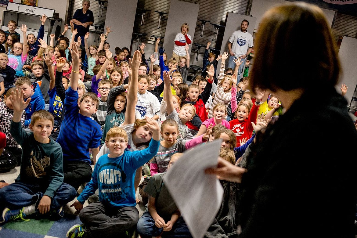 &lt;p&gt;Skyway Elementary School students raise their hands to answer a question given by a teacher during a rally Friday at Skyway to get the students excited for the Second Annual Think Through Math &quot;Mountain State Challenge&quot; against Utah Public Schools, which begins next week.&#160;&lt;/p&gt;