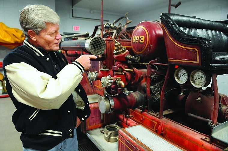 &lt;p&gt;Gus Gustafson, a former firefighter, points out areas of the
American-LaFrance fire truck they want to restore on Friday morning
at the Kalispell Fire Department.&lt;/p&gt;