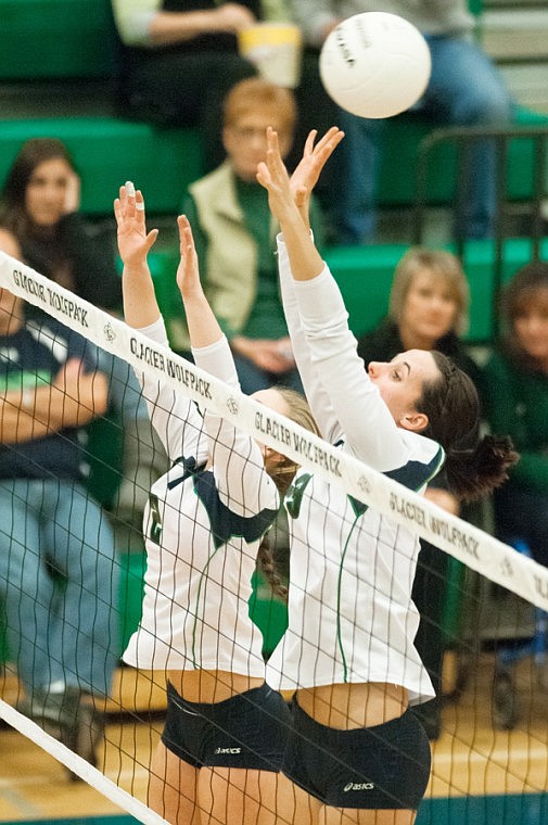 &lt;p&gt;Patrick Cote/Daily Inter Lake Glacier's Tiffany Marks (right) and Hannah Liss (2) go up for a block Thursday evening during Glacier's victory over Missoula Big Sky. Thursday, Nov. 1, 2012 in Kalispell, Montana.&lt;/p&gt;