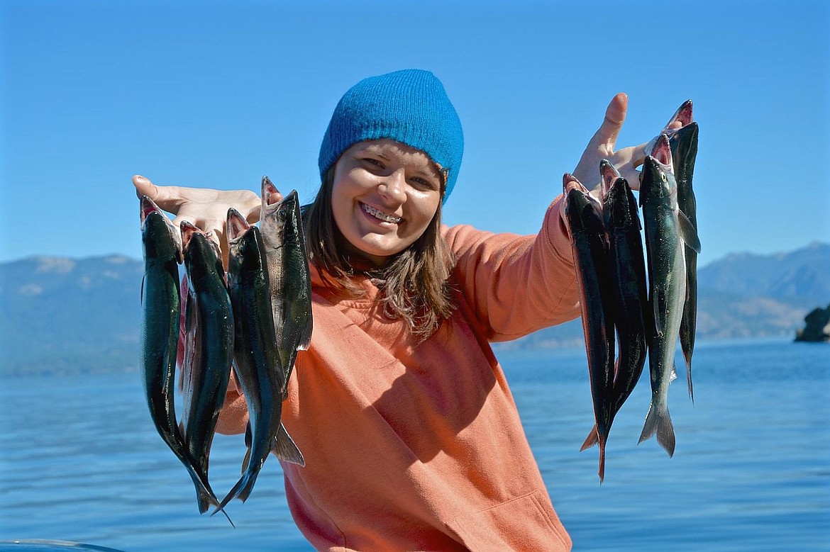 &lt;p&gt;Caroline Hawkins, 16, of Sandpoint holds eight kokanee salmon caught in September. The successful restoration program allowed Fish and Game to reopen kokanee fishing in 2013, and increase the bag limit from six to 15 in 2014.&lt;/p&gt;