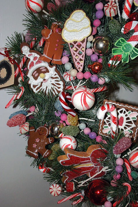 This wreath was packed full of Christmas cookies and cheer. However, although the treats look tasty they won't taste very good as they aren't real.