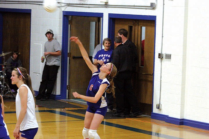 Nicole Stroot serves the ball on Thursday during a divisional volleyball match against Eureka.