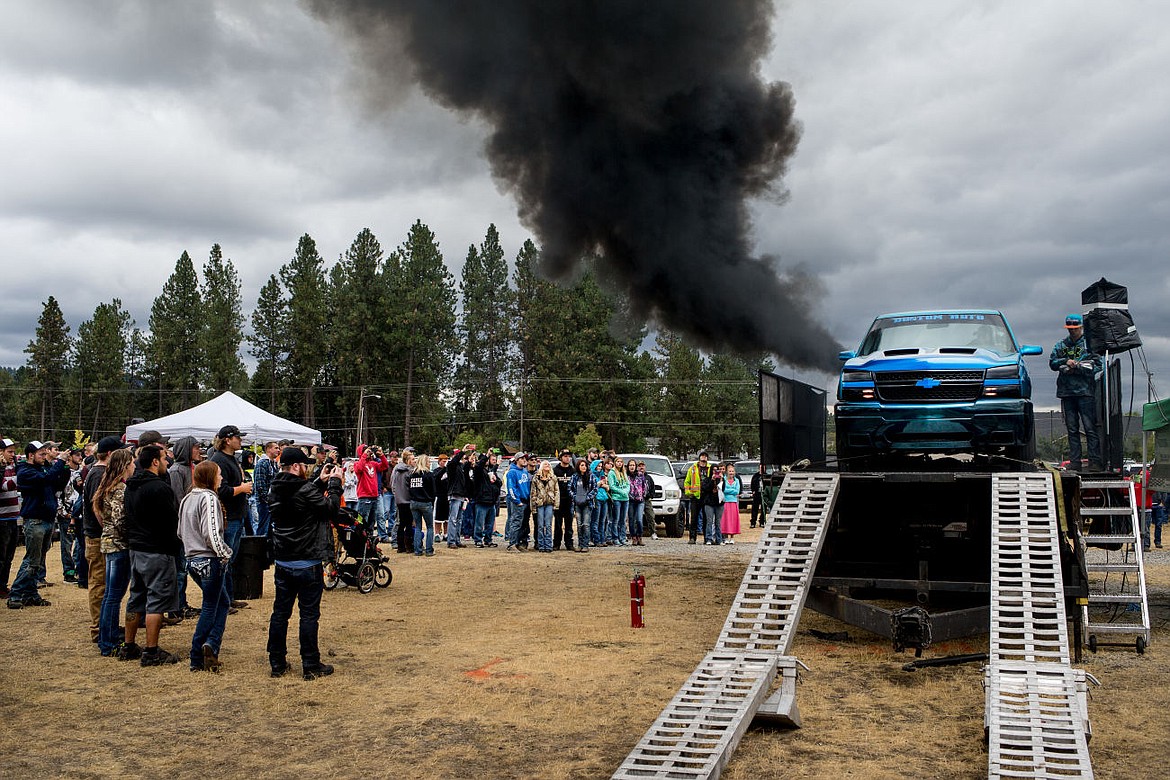 &lt;p&gt;The Custom Auto truck from Idaho Falls spews black smoke as it clocks in at 1,469 horsepower on the Dyno Meter Saturday at the Hunting 4 Horsepower event at the Kootenai County Fairgrounds. Hunting 4 Horsepower is free for the public and takes place on Sunday as well.&lt;/p&gt;