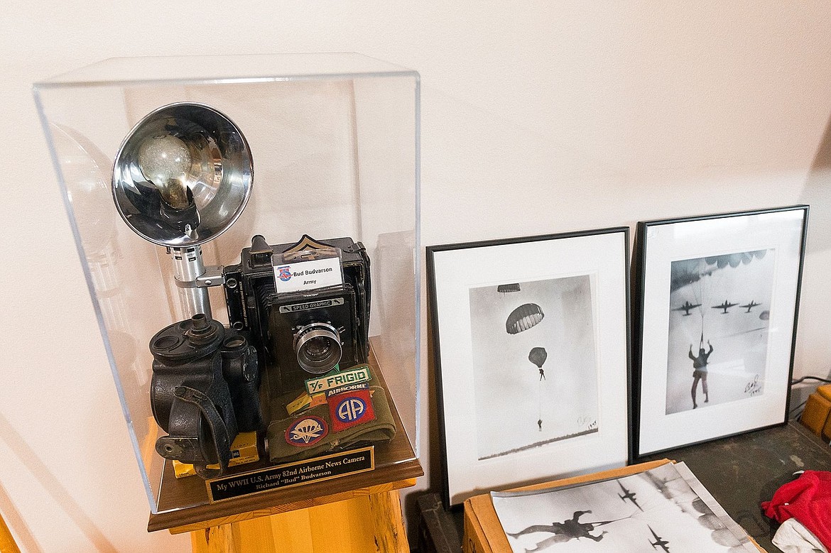 &lt;p&gt;Bud Budvarson&#146;s Army cameras are housed in a display case next to a pair of prints shot in 1945 in his room at Brookdale Senior Living Center.&lt;/p&gt;