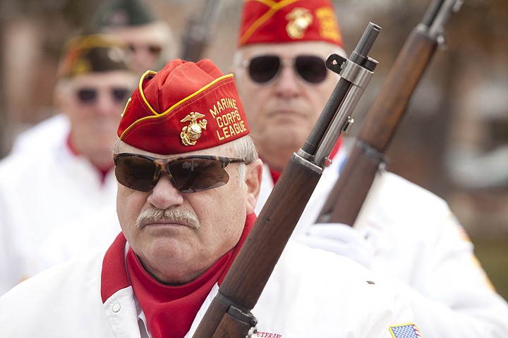 &lt;p&gt;Ed Rudolph leads the way as the United Veterans exit Depot Park
after giving their rifle salute.&lt;/p&gt;