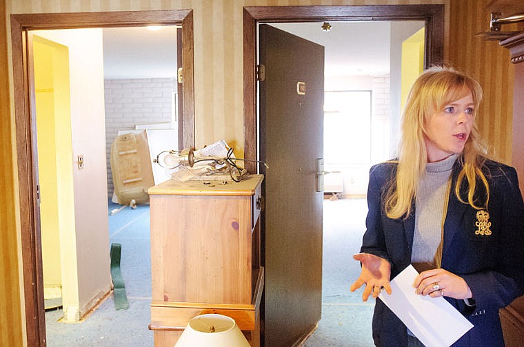 &lt;p&gt;Cinthia Rice, co-owner of the GuestHouse Inn, Suites and Outlaw Convention Center in Kalispell, talks on Wednesday about renovations underway in one wing of the hotel that opened as the Outlaw Inn in 1973.&lt;/p&gt;