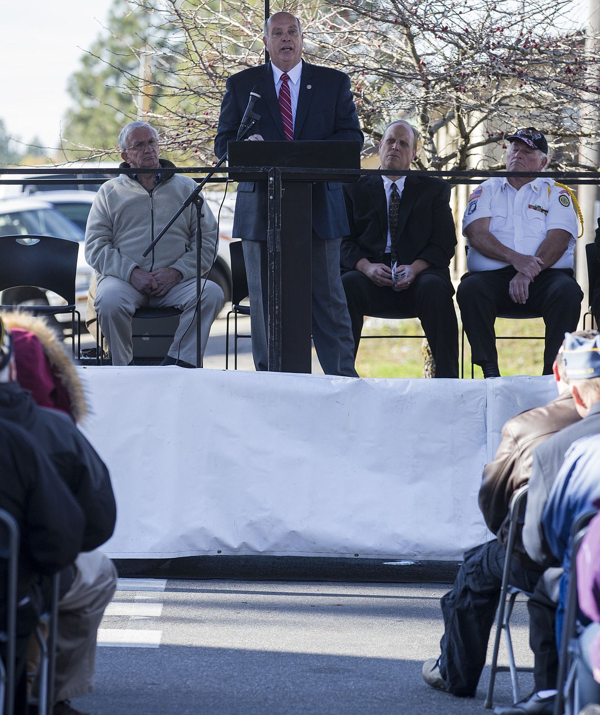 &lt;p&gt;Ed Santos, a retired Army officer and Department of Defense military instructor and owner of Center Target Sports in Post Falls, speaks at the City of Hayden's Veterans Day ceremony on Friday.&lt;/p&gt;