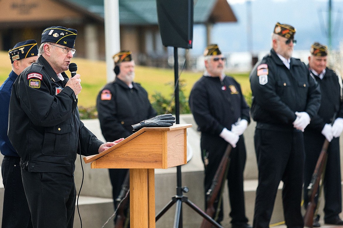 &lt;p&gt;SHAWN GUST/Press Keynote speaker Jacques Croom, a Coeur d'Alene American Legion Post 14 member, delivers comments to a crowd of about 150.&lt;/p&gt;