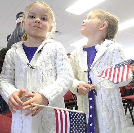 &lt;p&gt;Twins Ella, left, and Ali, 3, enjoyed waving their flags.&lt;/p&gt;