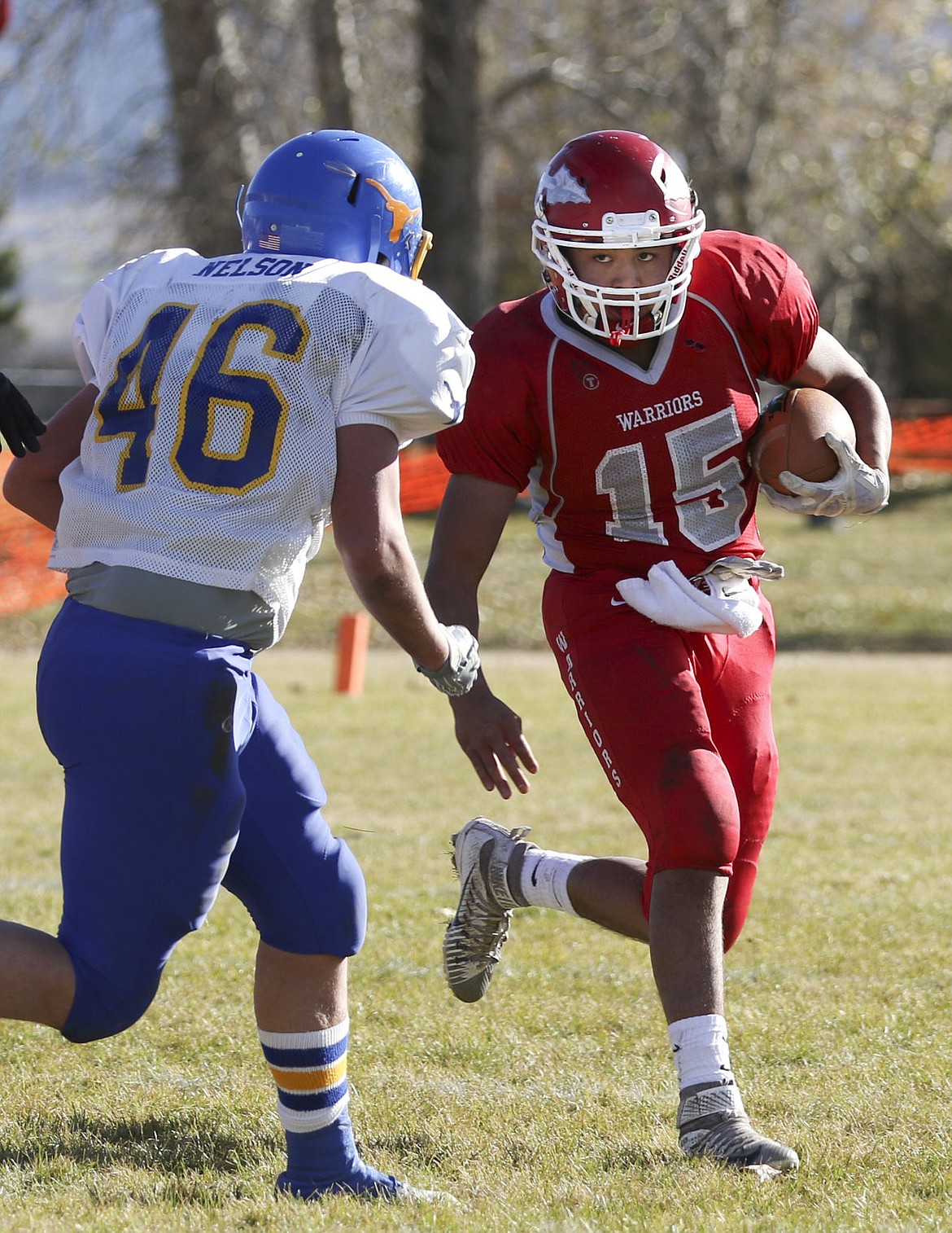 &lt;p&gt;Pat BigSam looks to get around a Wibaux defender during their game on Saturday.&lt;/p&gt;