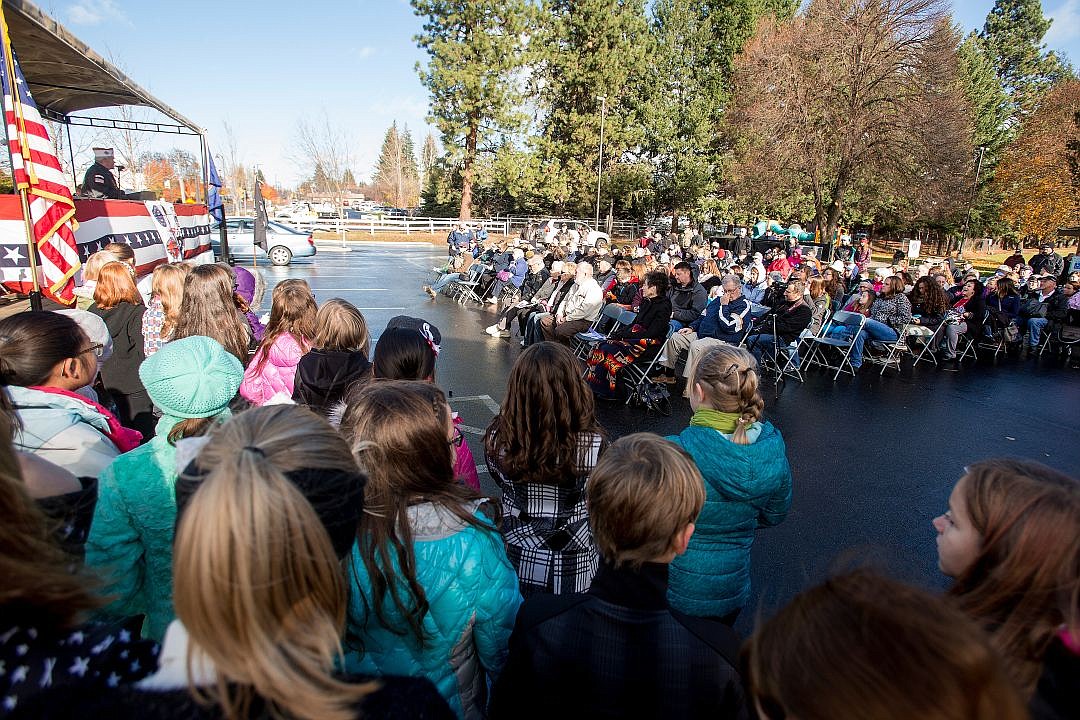 &lt;p&gt;People of all ages gather and listen to Hayden Veterans Commission Chairman Wayne Syth introduce speakers and awards at the Veterans Day ceremony on Wednesday at the PFC Robert J. Gordon Veterans Memorial Plaza at Hayden City Hall.&lt;/p&gt;