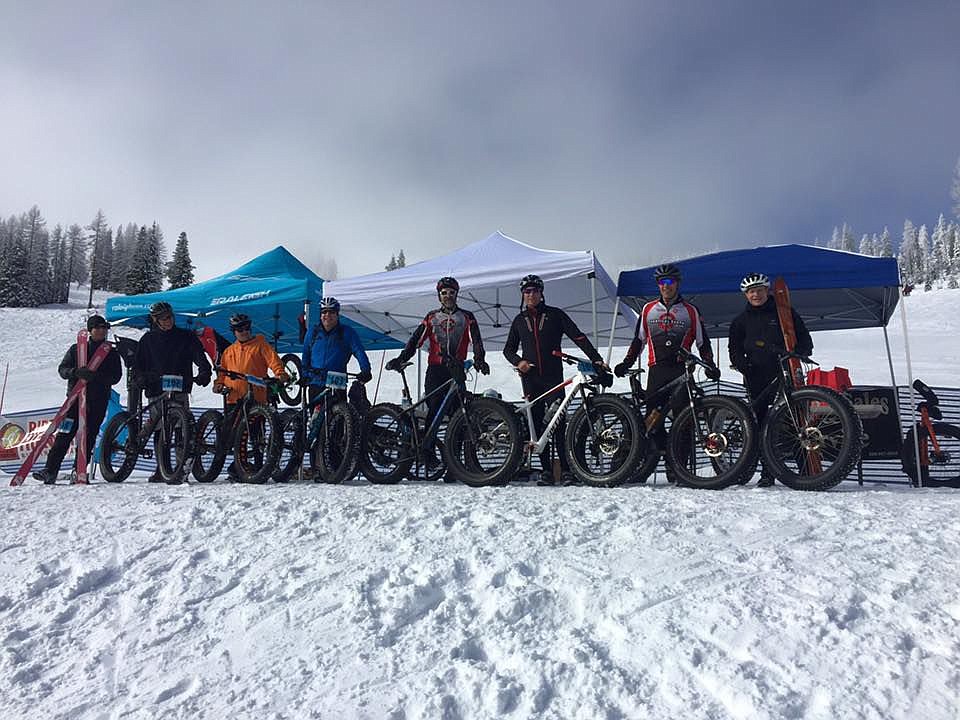 &lt;p&gt;Mike Gaertner, Vertical Earth bike shop owner (center), and friends pose before a fat bike race at Lookout Pass Ski Area this past February.&lt;/p&gt;