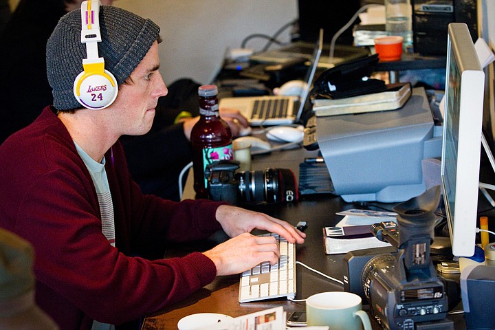 &lt;p&gt;Joshua Monteith makes the final editing adjustments to the Boarders for Christ video at their downtown studio on Tuesday.&lt;/p&gt;