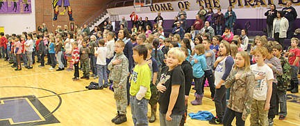 &lt;p&gt;Linerman students salute the color guard.&lt;/p&gt;