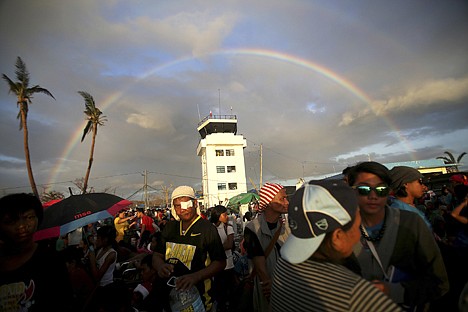 &lt;p&gt;A rainbow forms over the airport in Tacloban, Leyte province, central Philippines where survivors of Typhoon Haiyan wait to be evacuated early Friday, Nov. 15, 2013. Hundreds of thousands of people were displaced by Typhoon Haiyan, which tore across several islands in the eastern Philippines on Nov. 8. (AP Photo/Wong Maye-E)&lt;/p&gt;