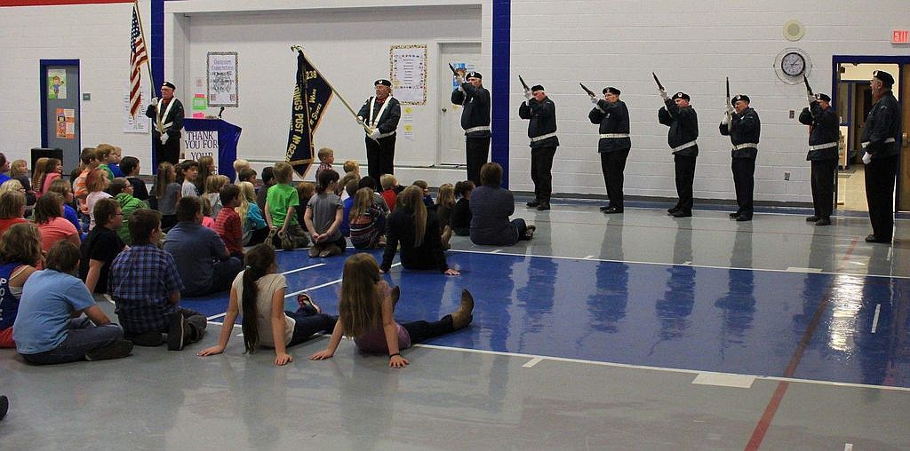 The Superior Color Guard demonstrated how they honor fallen soldiers with a gun salute.