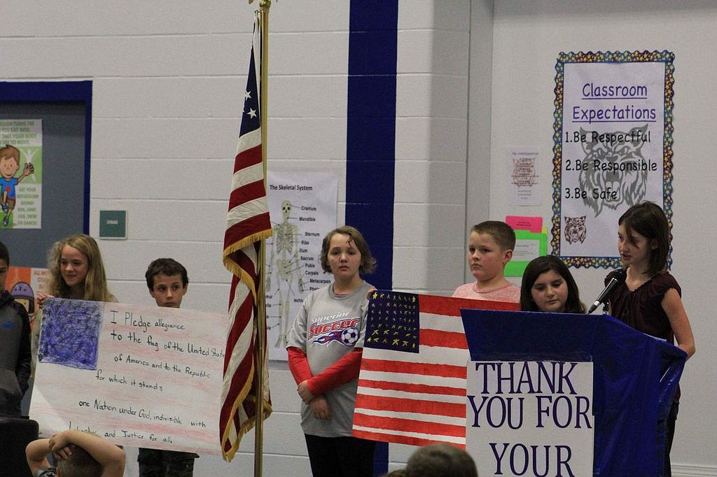 Students made presentations about the American Flag, and other emblems to show their knowledge and appreciation for what it means to be an American on Veterans Day in Superior