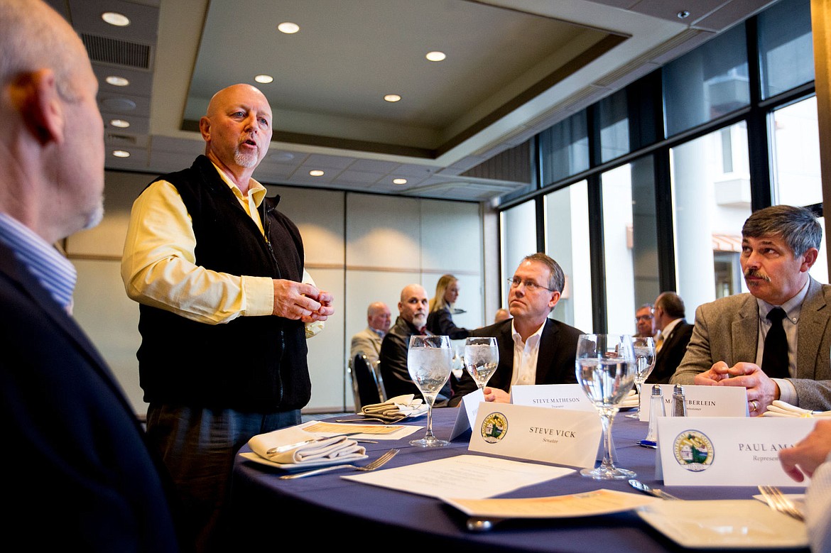 &lt;p&gt;Kootenai County Commissioner Marc Eberlein, right, Treasurer Steve Matheson, center, and others listen to Kootenai County Sheriff Ben Wolfinger speak at a county commissioners and state legislators meeting Wednesday at Beverly's restaurant in Coeur d'Alene.&lt;/p&gt;