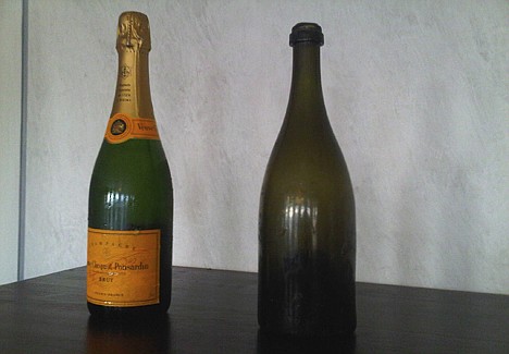 &lt;p&gt;This undated image made available by French Champagne House Veuve Clicquot shows a current bottle of champagne beside one of the 168 bottles of champagne salvaged from a 200-year-old shipwreck in the waters off Aland Islands, between Sweden and Finland, which was opened at a sampling in Mariehamn, Finland on Wednesday Nov. 17, 2010. Veuve Clicquot confirmed that experts analyzing the branding of the corks &quot;were able to identify with absolute certainty&quot; that at least three of the recovered bottles were Veuve Clicquot. The divers originally said the bottles were believed to be from the 1780s but experts later dated the champagne to the early 19th century and could be the world's oldest drinkable champagne.&lt;/p&gt;