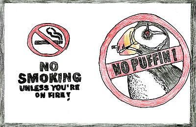 &lt;p&gt;Ninth-Grader Ryan Goodman&#146;s &#147;No smoking unless you&#146;re on fire!&#148; poster, featuring a puffin bird with a &#147;no puffin&#148; sign.&lt;/p&gt;