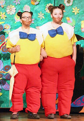 &lt;p&gt;Tweedle Dum Maizey Johnson and Tweedle Dee Tristyn Winebark were a great hit during the play, acting as the silly duo. (Bethany Rolfson/TWN)&lt;/p&gt;