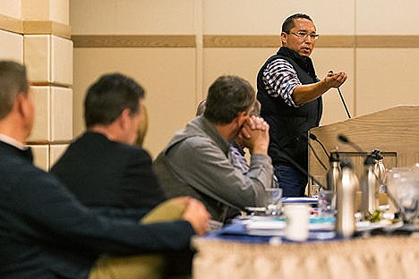&lt;p&gt;Panelist Quanah Matheson, cultural director for the Coeur d&#146;Alene Tribe, shares his thoughts on the importance of the health of Lake Coeur d&#146;Alene during the &#147;Our Gem&#148; symposium Tuesday at the Coeur d&#146;Alene Resort.&lt;/p&gt;