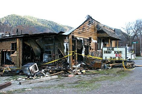 Heather Hasty/Valley Press The Pair-A-Dice sign still displays the special from the night before the building went up in flames.