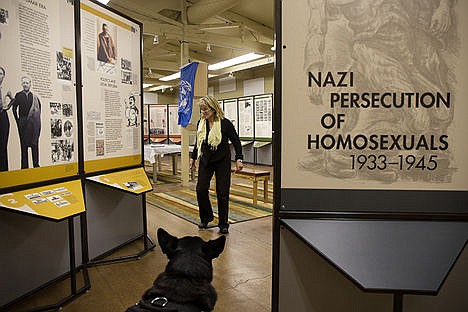 &lt;p&gt;Interim Director of the Human Right Education Institute (HREI) Dr. Lisa Manning walks through their traveling exhibit &#147;Nazis Persecution of Homosexuals 1922-1945&#148; which is on loan from the United States Holocaust Memorial Museum. The HREI will host a grand opening reception of the exhibit this Saturday from 4 p.m. to 6 p.m. and the exhibit will be on display until Jan. 7.&lt;/p&gt;