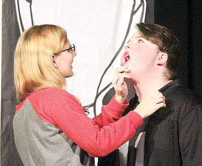 &lt;p&gt;Scene 2: Brace Youself with Kasey Faur, left, as Piper and John Fossen as James. Piper prepares to pull an eraser out of James' mouth.&lt;/p&gt;