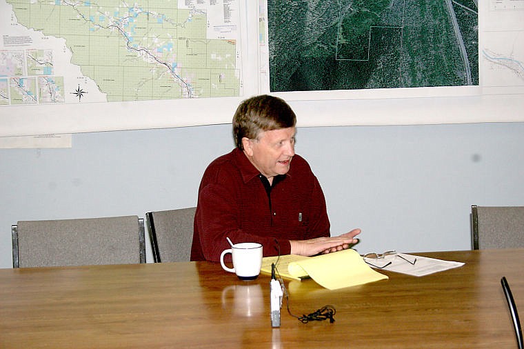 &lt;p&gt;Tim Read discusses water rights issues with the County Commissioners during their meeting Friday morning.&lt;/p&gt;