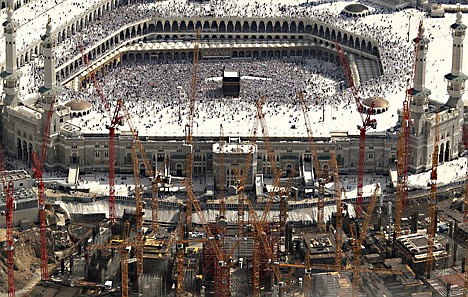 &lt;p&gt;Muslim pilgrims move around the Kaaba, the black cube seen at center, inside the Grand Mosque, during the annual Hajj in Mecca, Saudi Arabia, on Wednesday.&lt;/p&gt;