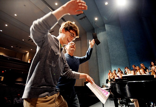 &lt;p&gt;Flathead senior Nelson Fortenberry, left, gets called to the
front by guest director Geoffrey Boers, a choral professor at the
University of Washington in Seattle, at rehearsal on Monday
afternoon at Flathead. One hundred and ten choral students from
both Glacier and Flathead will are joining forces for the Kalispell
AA Cross Town Choral Festival concert at Flathead High School
tonight at 7:30. Admission to the event is free.&lt;/p&gt;