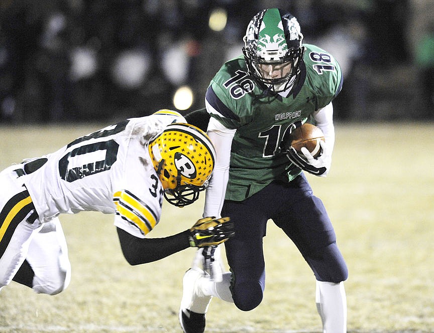 &lt;p&gt;Glacier's Sam McCamley is pushed out of bounds by CMR's Evan O'Neill after a catch in the first quarter. (Aaric Bryan/Daily Inter Lake)&lt;/p&gt;