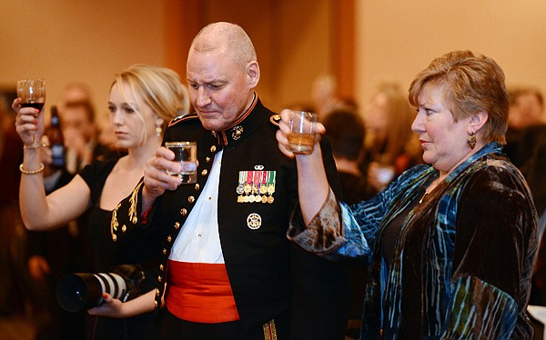 &lt;p&gt;Retired Col. Tom Sward, center, is visibly moved as a moment of silence is taken to honor fallen Marines at the 237th United States Marine Corps Birthday Ball. Last year Sward was the guest speaker.&lt;/p&gt;