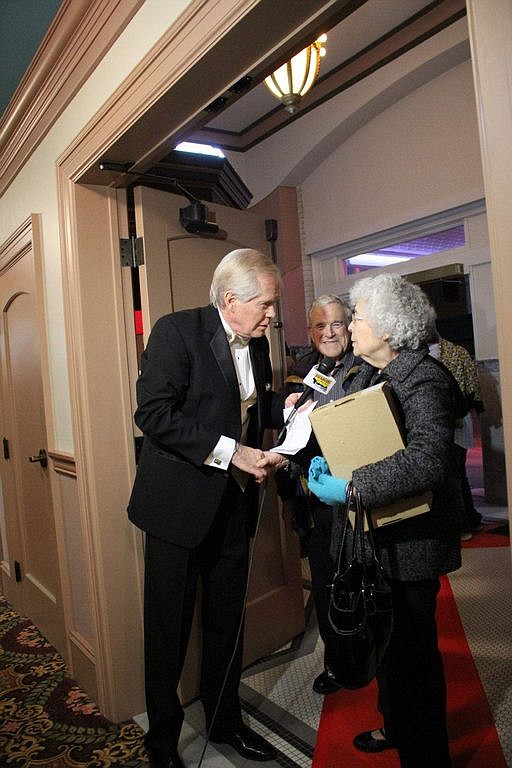 Rae Deschamps is interviewed by William Marcus during Montana Backroads of Montana PBS 25th Anniversary event at the Rialto Theatre in Deer Lodge on Nov. 17, 2016