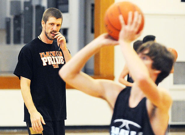 &lt;p&gt;Flathead basketball coach Ross Gustafson directs practice at Flathead High School on Saturday, Nov. 21. (Aaric Bryan/Daily Inter Lake)&lt;/p&gt;