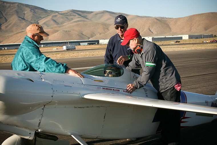 &lt;p&gt;Race 44 crew, Art Lazzarini, left, Jim Whitely and Bart Welsh tend to Boise pilot Holbrook Maslen, sealed in his cockpit before the ground start of a Formula One heat race, Sept. 17 in Reno, NV. Holbrook took fourth place in Sunday's Formula One Gold Race.&lt;/p&gt;