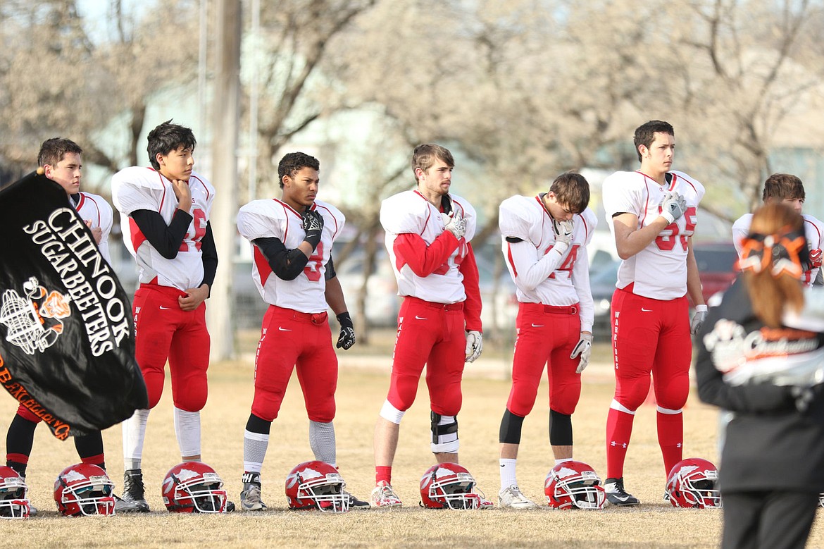 &lt;p&gt;The Arlee Warriors stand at attention for the National Anthem before the start of the state championship game.&lt;/p&gt;