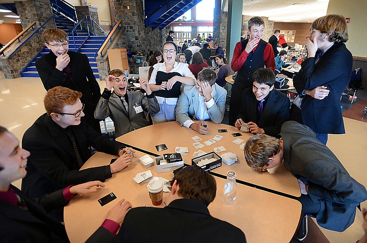 &lt;p&gt;Students from Missoula Hellgate and Sentinel gather for a round of Cards Against Humanity at the Speech and Debate competition on Saturday at Glacier High School.&lt;/p&gt;