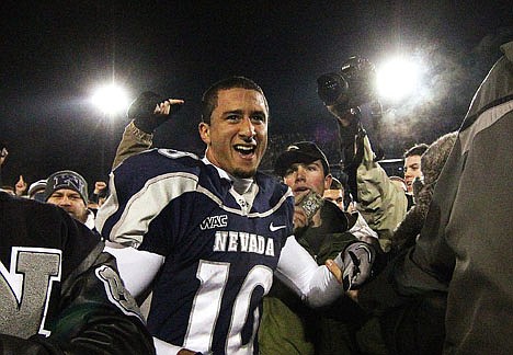 &lt;p&gt;Nevada quarterback Colin Kaepernick celebrates with fans as he leaves the field after a 34-31overtime win over Boise State on Friday night in Reno, Nev.&lt;/p&gt;