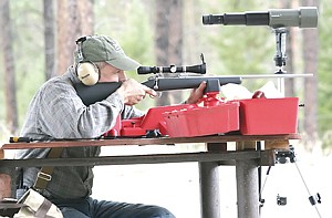 <p>Dr. Jay Maloney sighting in his brand new Kimber 7mm-08. 10-2-07</p>