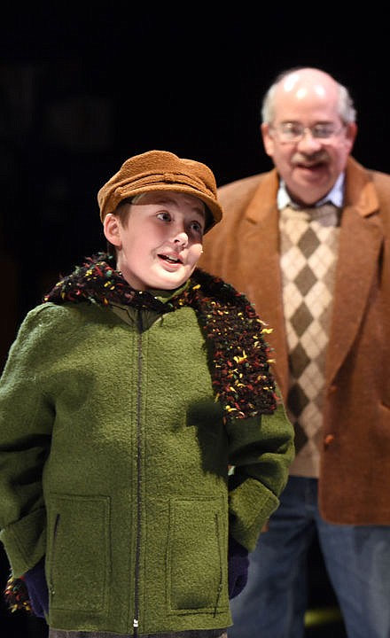 <p><strong>FLICK, PLAYED</strong> by Liam Lohr, and Ralph the narrator (Scott Plotkin) rehearse a scene from A Christmas Story on Tuesday, Nov. 29, at the O'Shaughnessy Center. (Brenda Ahearn/This Week in the Flathead)</p>