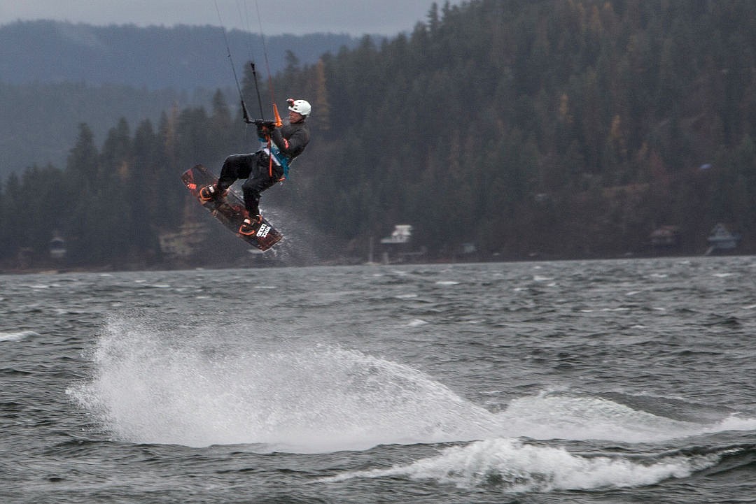 &lt;p&gt;Jeff Yates, of Coeur d'Alene, welcomes the choppy waters and high winds as he catches some air while kiteboarding on Tuesday on Lake Coeur d'Alene.&lt;/p&gt;