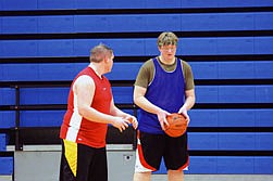 Ryan Bowers and Jeff Price work on technique at practice last week.