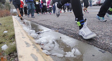 &lt;p&gt;Some runner did a better job of avoiding the ice than others.&lt;/p&gt;