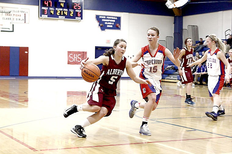 &lt;p&gt;An Alberton Lady Panther dribbles around an opponent from Superior in a game last season.&lt;/p&gt;